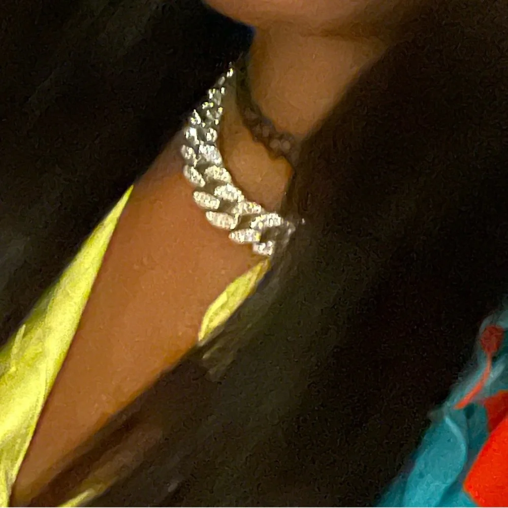 Cuban Link  SILVER Diamond cut Chain Choker Necklace for Women - NEW